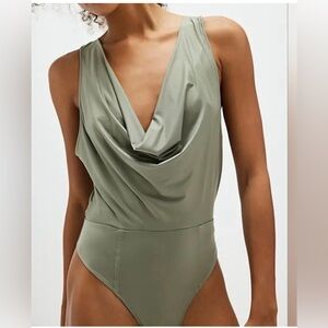Free People women’s Olive Green Bodysuit size medium bodycon NWT layering
